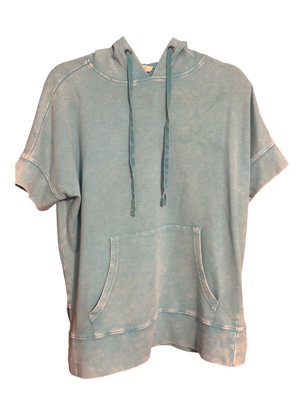 easel Short-Sleeve Hoodie in Light Teal